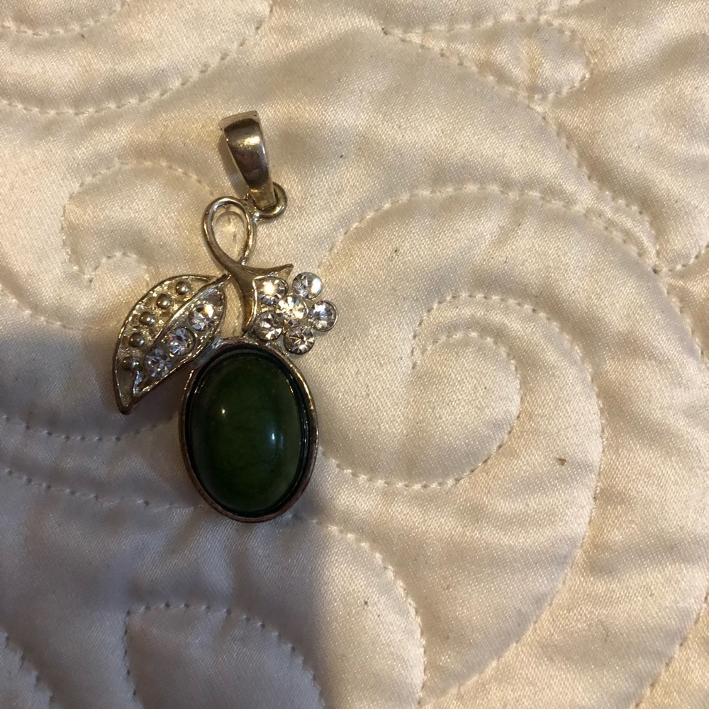925 silver green cherry charm